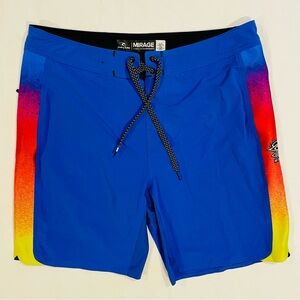Rip Curl Mirage Boardshorts Mens 34 Royal Blue 3/2/1 Ultimate 19 Inch Surf Swim